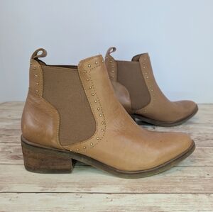 Stivali Genuine Leather Ankle Booties Tan Cognac Brown Euro Size 36 US Size 6